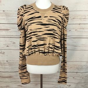 Free People Tiger Zebra Puffy Sleeve Sweatshirt